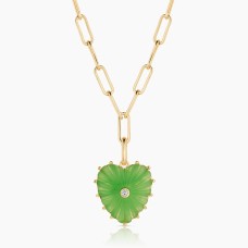 Malene Light Green Jade Clip Necklace