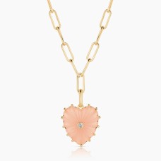 Malene Pink Jade Clip Necklace Malene Pink Jade Clip Necklace